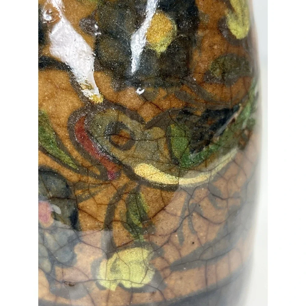 Antique‎ Bottle Flask Vase Persian Qajar Pottery Turkish Iznik Birds Flowers